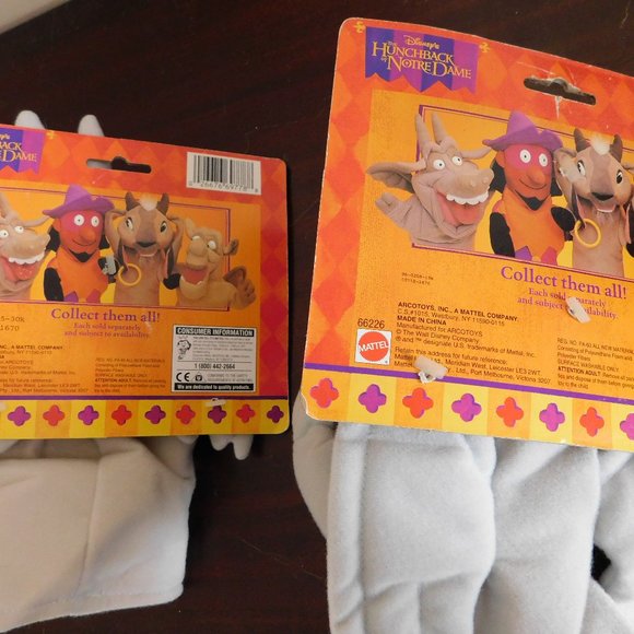 NWT Disney Hunchback of Notre Dame Hand Puppet Lot. Vintage. Hugo and Victor. - Picture 2 of 3